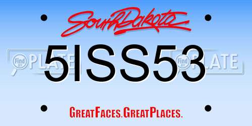 5ISS53 South Dakota License Plate