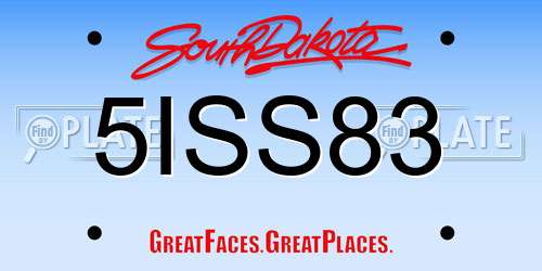 5ISS83 South Dakota License Plate