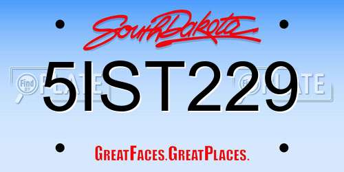 5IST229 South Dakota License Plate