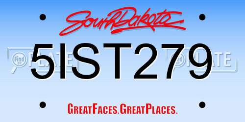 5IST279 South Dakota License Plate