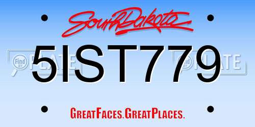 5IST779 South Dakota License Plate