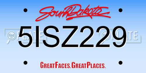 5ISZ229 South Dakota License Plate