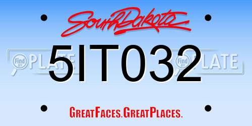 5IT032 South Dakota License Plate