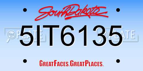 5IT6135 South Dakota License Plate