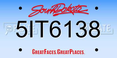 5IT6138 South Dakota License Plate