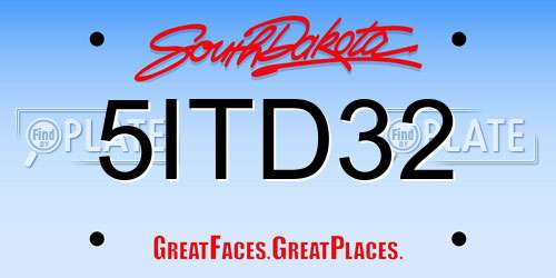 5ITD32 South Dakota License Plate