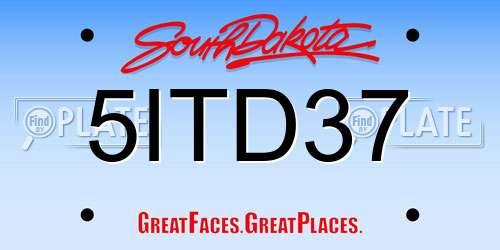 5ITD37 South Dakota License Plate
