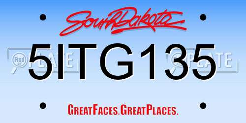 5ITG135 South Dakota License Plate