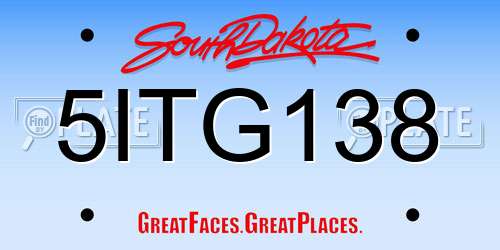 5ITG138 South Dakota License Plate