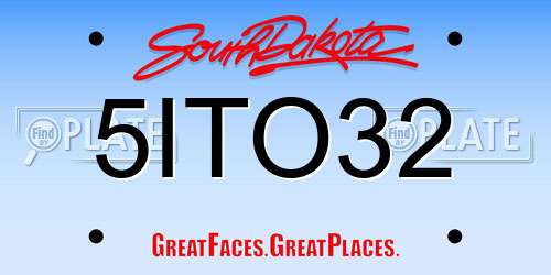 5ITO32 South Dakota License Plate