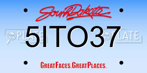 5ITO37 South Dakota License Plate