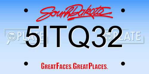 5ITQ32 South Dakota License Plate