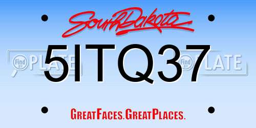 5ITQ37 South Dakota License Plate