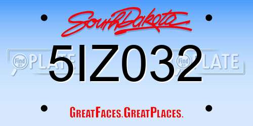 5IZ032 South Dakota License Plate