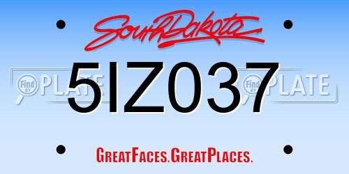 5IZ037 South Dakota License Plate