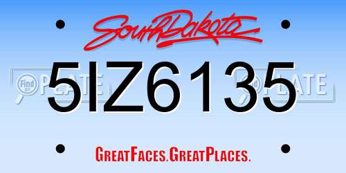 5IZ6135 South Dakota License Plate
