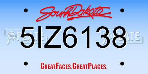 5IZ6138 South Dakota License Plate