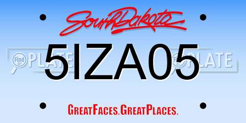 5IZA05 South Dakota License Plate