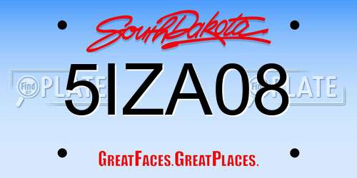 5IZA08 South Dakota License Plate