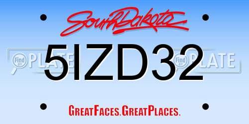 5IZD32 South Dakota License Plate