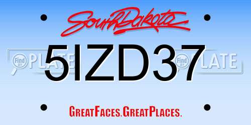 5IZD37 South Dakota License Plate