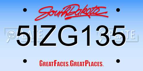 5IZG135 South Dakota License Plate