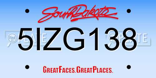 5IZG138 South Dakota License Plate