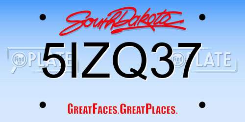5IZQ37 South Dakota License Plate