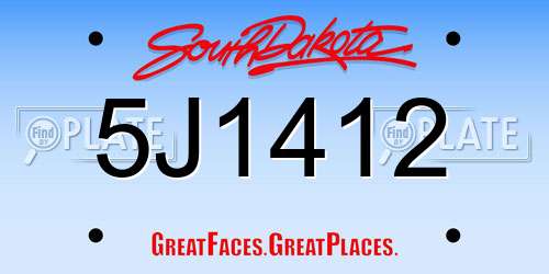 5J1412 South Dakota License Plate