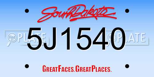5J1540 South Dakota License Plate