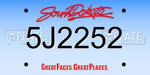 5J2252 South Dakota License Plate