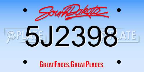 5J2398 South Dakota License Plate