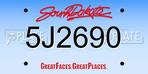 5J2690 South Dakota License Plate