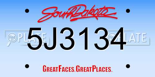 5J3134 South Dakota License Plate