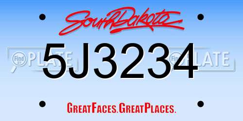 5J3234 South Dakota License Plate