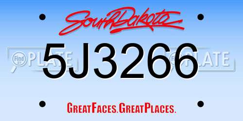 5J3266 South Dakota License Plate