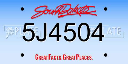 5J4504 South Dakota License Plate