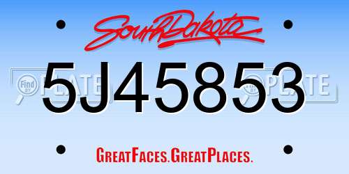 5J45853 South Dakota License Plate