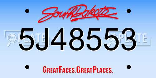 5J48553 South Dakota License Plate