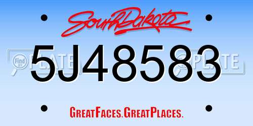 5J48583 South Dakota License Plate