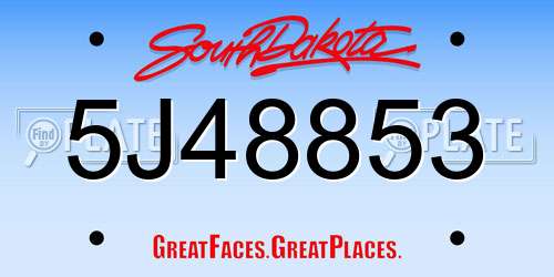 5J48853 South Dakota License Plate