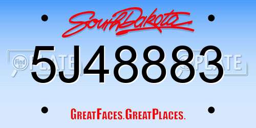 5J48883 South Dakota License Plate