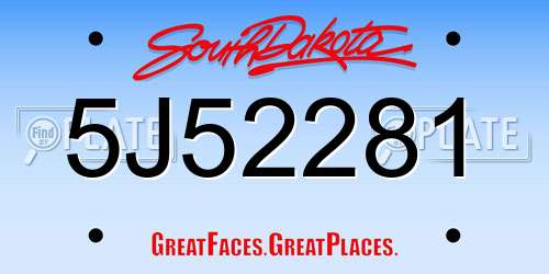 5J52281 South Dakota License Plate
