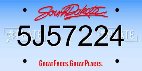 5J57224 South Dakota License Plate