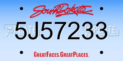 5J57233 South Dakota License Plate