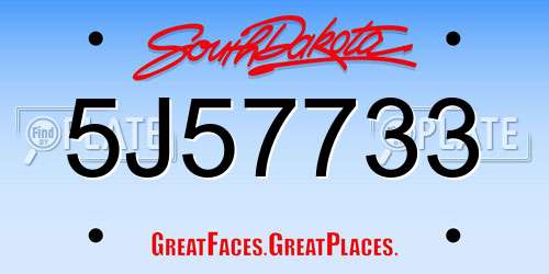 5J57733 South Dakota License Plate