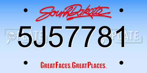 5J57781 South Dakota License Plate