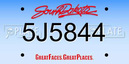 5J5844 South Dakota License Plate