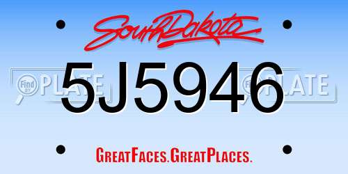 5J5946 South Dakota License Plate