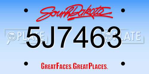 5J7463 South Dakota License Plate